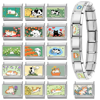 Y2K Cute Funny Sofa Cats Dogs Italian Charm Fit 9mm Stainless Steel Women DIY Bracelet Drop Shipping Fashion Jewelry Wholesale