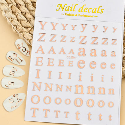 3D Glittery Gothic Letter Design Nail Art Stickers Uppercase Alphabet Letters Artistic Designs DIY Nail Art Decals Decoration #1