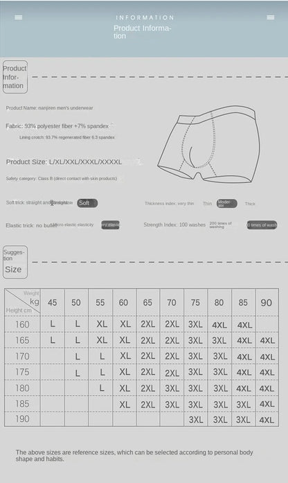 4pcs Boxer Shorts Men's Ice Silk Underwear Male Underpants Breathable Sexy Thin Panties U Convex Lingerie Wholesale Lots L-6XL