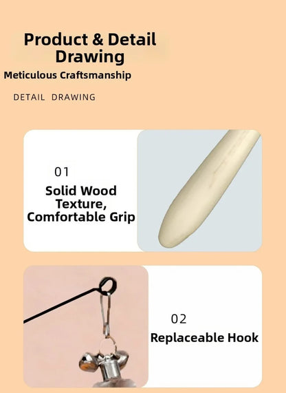Wooden Handle Spring Teasing Cat Stick Feather Simulation Fishing Rod Cat Teaser Stick Interactive Replaceable Bell Squeaky Cat