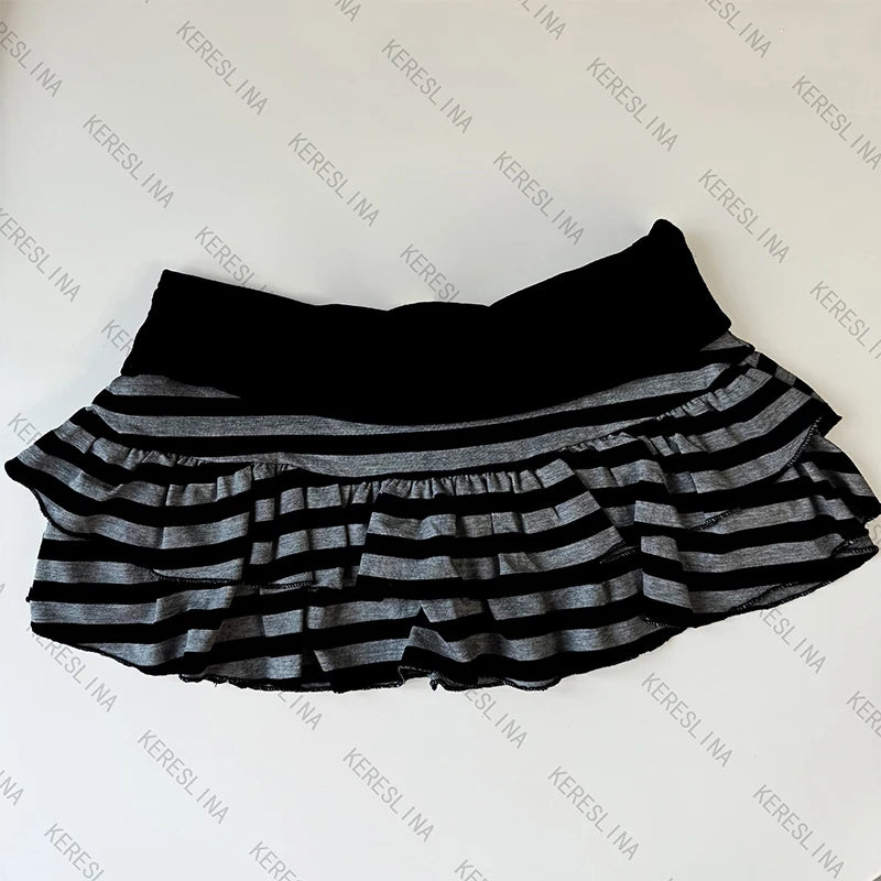 Emo Girls Summer Mini Cute Striped Women's Skirt Streetwear Hip-Hop All-match Fashion Vintage Y2K Hot Girls Slim Women's  Skirt