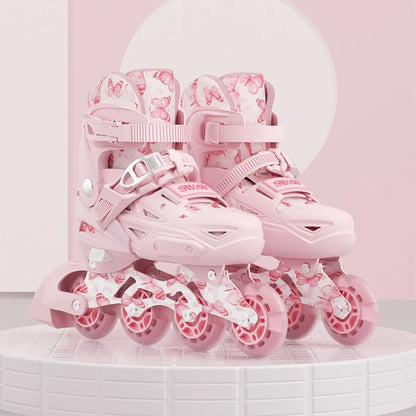 Szie 26-41 Adjustable Inline Roller Skate Shoes Flashing 4 Wheels Skates For Women Men Outdoor Skating Sneakers Boys Girls Gift