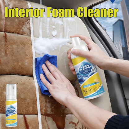 Multipurpose 2-in-1 Foaming Car Seat Cleaner Fabric Stain Eliminator Removes Tough Grime Without Full Washing