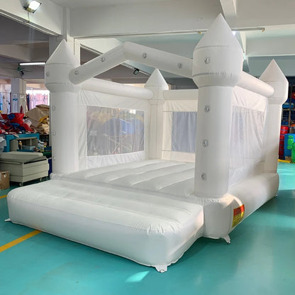 4*3*2.6M White Bounce House For Kids Bouncy House White For Children Inflatable Jumping Castle With Blower Slide 5-8 Kids