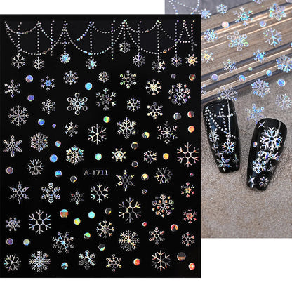 1sheet 3D White Snowflakes Nail Stickers for Christmas Winter Snow Flower Self-adhesive Nail Art Decals DIY Manicure Decorations