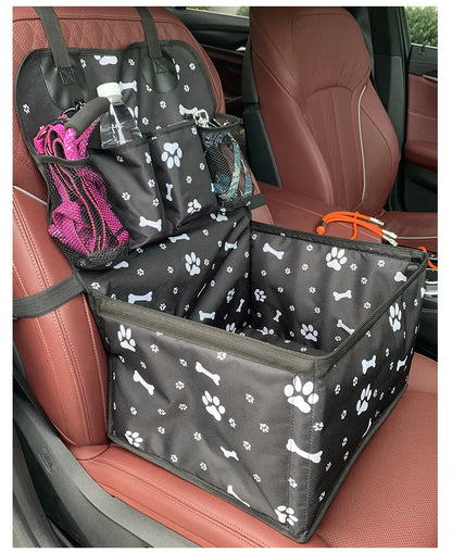 Dog Car Seat with Storage Pockets,Travel Dog Car Seat Cover Folding Hammock Dog Car Seat Basket for Small Medium Dogs