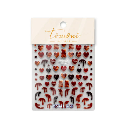 Line Flower Powder Blusher Love Heart High Quality Jelly Series Adhesive Nail Sticker Nail Art Decoration Decals Design T-2830