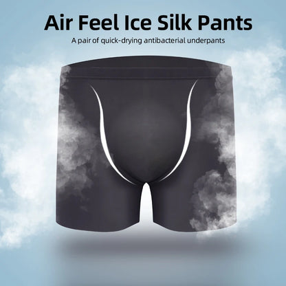 4PCS Men's Ice Silk Ultra-thin Seamless Shorts Sexy Lingerie Solid Breathable Boxers Briefs Men Underpants