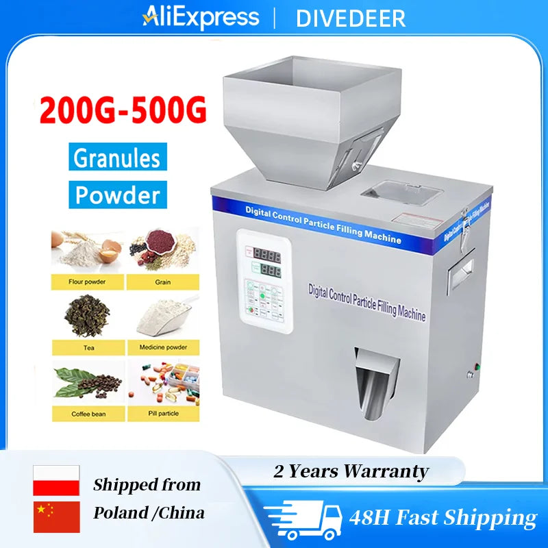DIVEDEER 200G-500G Automatic Food Weighing Fillng Machine Powder Tea Flax Seed Granular Material Version Filling Machine