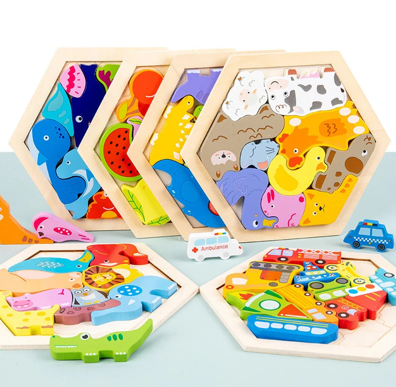 Baby toy Wooden jigsaw Puzzle Creative 3D Puzzle for Children's Intelligence Development Ealy Educational toy for Children