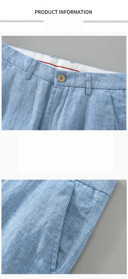 Summer New Pure Linen Casual Slim Pants for Men Clothing Thin Breathable Streetwear Men Trousers EC1335