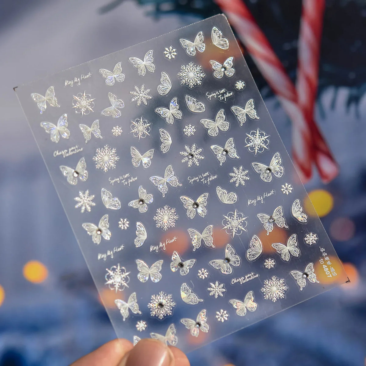 Jelly Butterfly 5D Nail Art Sticker Rhinestone Crystal Charming Shiny Insect Animals DIY Self Adhesive Decoration Manicure Decal