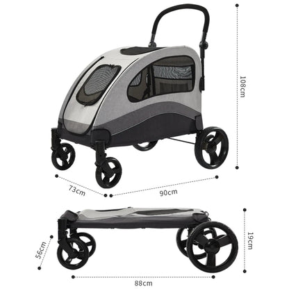 Large 4 Wheel Luxury Jogging Travel Pet Stroller Cosy Handle Dog Strollers Pet Trolley For Large Dog