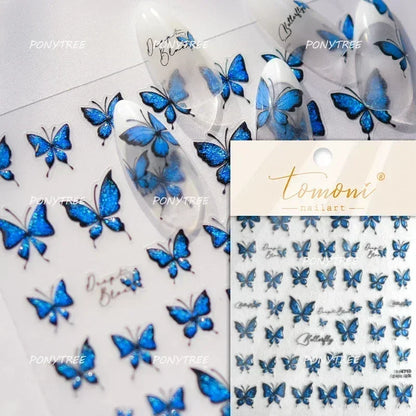 Jelly Butterfly 5D Nail Art Sticker Rhinestone Crystal Charming Shiny Insect Animals DIY Self Adhesive Decoration Manicure Decal