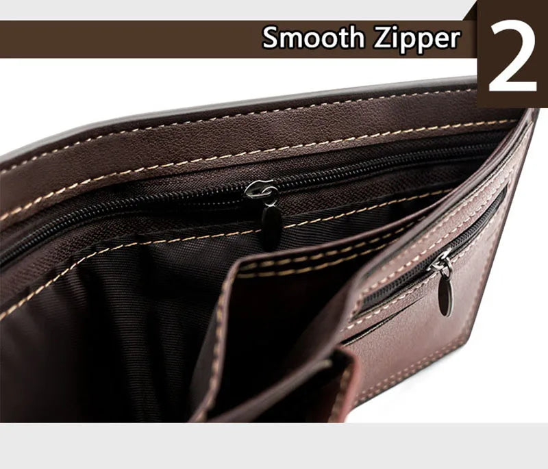 Short Men Wallets Zipper Coin Pocket Slim Card Holders Luxury Male Purses High Quality PU Leather Men's Wallet Money Clips