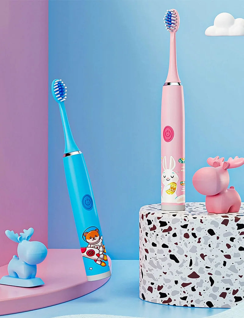 Kids Sonic Electric Toothbrush Rechargeable Smart Timer Colorful Cartoon Teeth Whitening Portable USB Charging  Tooth Brush