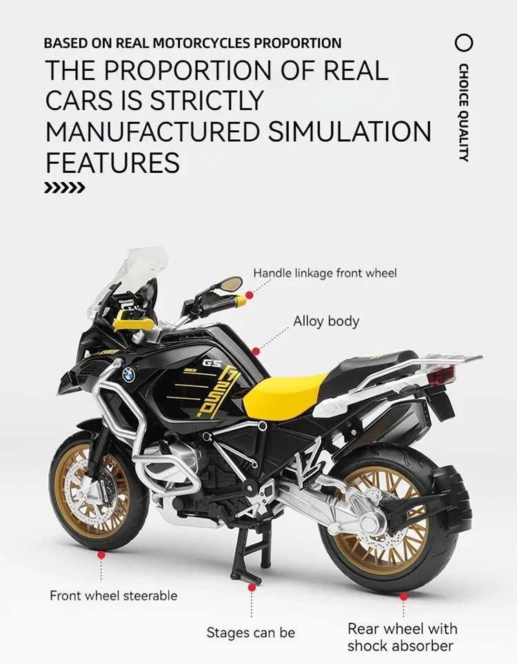 CCA R1250 GS. 1:12 Alloy Die-cast Car Motorcycle Model, Toy Gift Giving, Die-cast Static Motorcycle Model