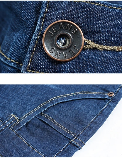 Plus Size 28-42 Men's Jeans Spring Summer Thin Business Classic Stretch Straight Denim Pants Male Brand Casual Loose Trousers