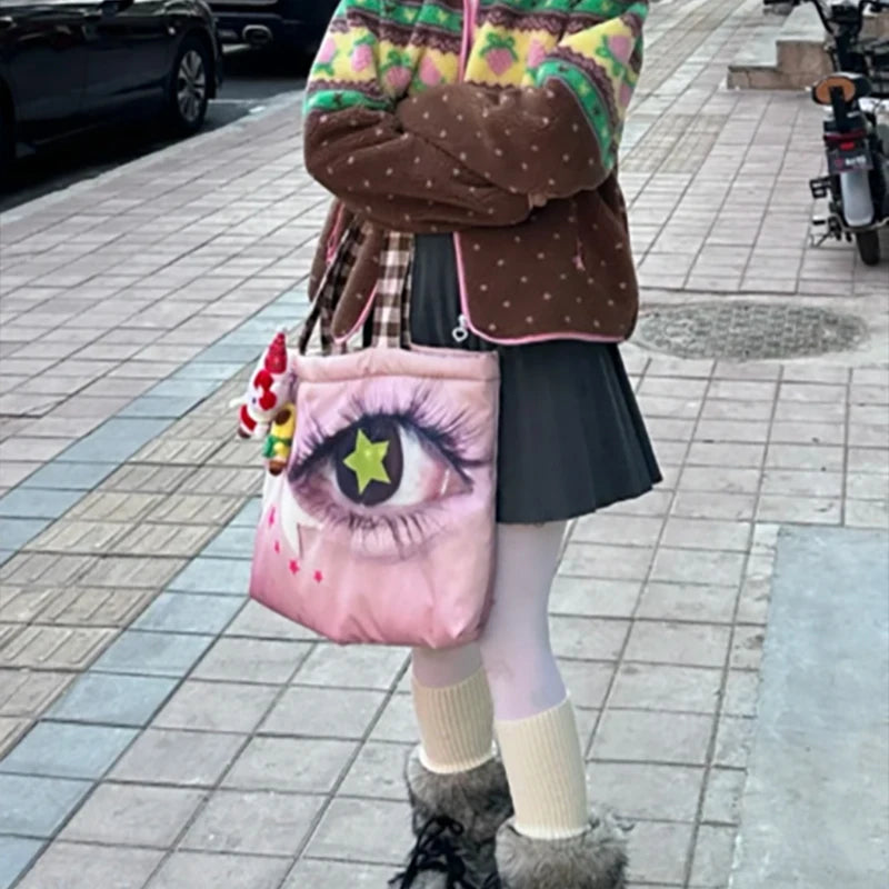 Brand Portrait Print Tote Bag Large Capacity Top-handle Shopper Bag Fashion Pvc Kraft Paper Shoulderbag Waterproof Pouch Storage