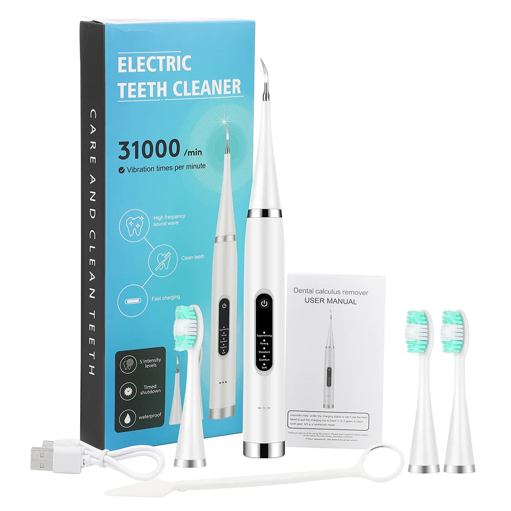 Electric Dental Scaler For Teeth Tartar Stain Tooth Calculus Remover Electric Teeth Plaque Cleaner Dental Stone Removal