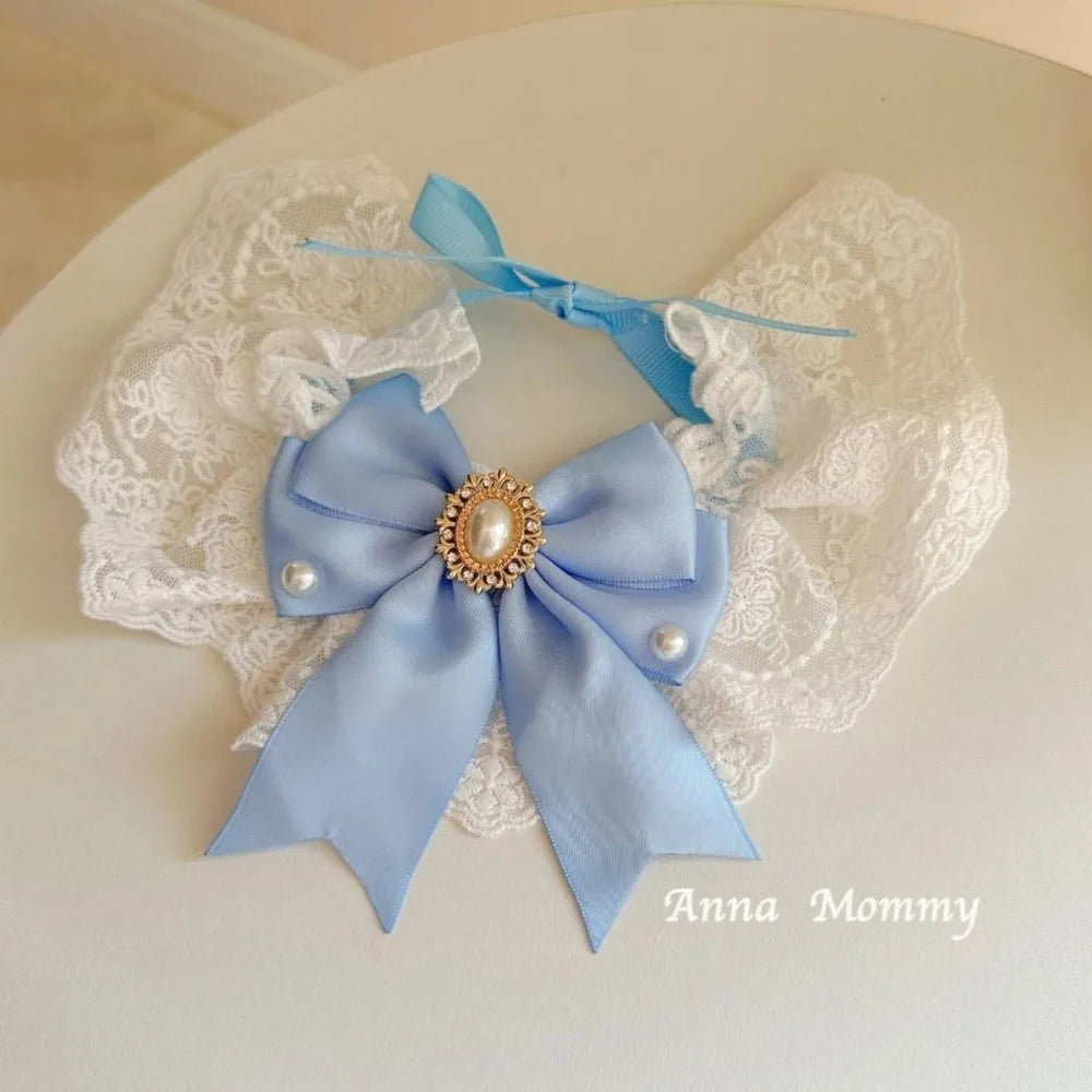 Fashion Adjustable Cat Lace Bow Bib Decorative Sweet Dog Collar Dress Up Adorable Pet Collar Photo Shooting