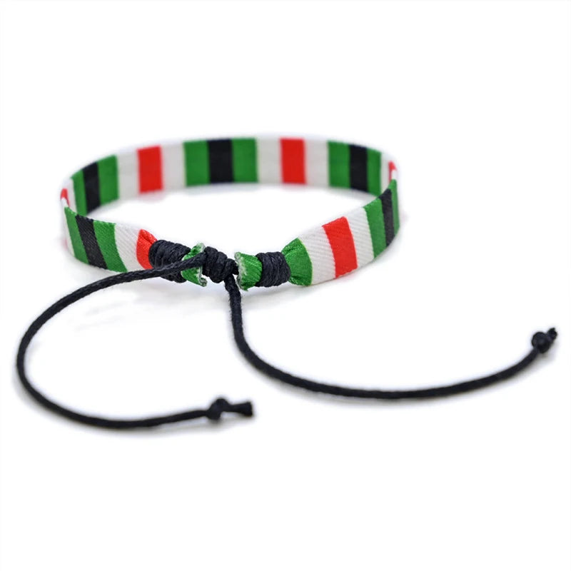 Geometric Polka Dot Palestine Bracelet for Men Women Hand Multicolor Weave Arabic Style Gaza Flag Jewelry Accessories