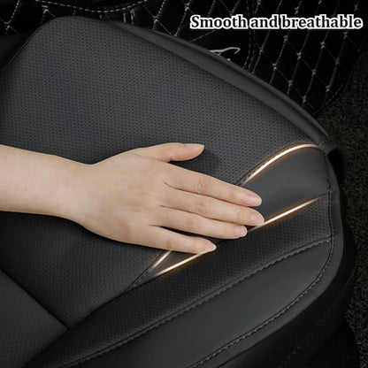 Ergonomic PU Leather Car Seat Cushion with Lumbar & leg Support Ventilated Design Storage Pockets Universal Fit for Most Cars