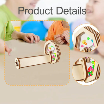 DIY Wooden Kaleidoscope Kit Educational Science Experiment Toy Handmade Assembly Craft for Creativity Development and Relaxation