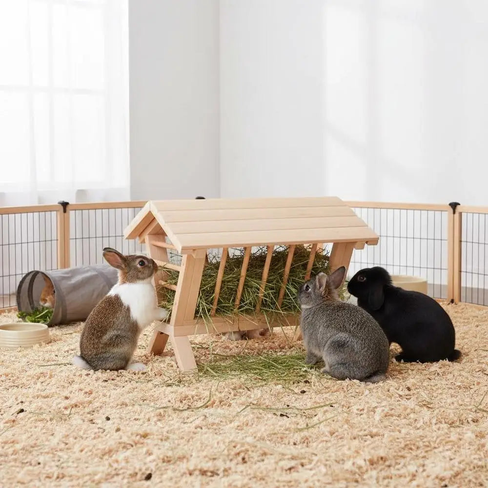 44x33x33 Cm Rabbit Hay Feeder, Solid Fir Wood Hay Rack, Large Capacity Feeding Holder, Helps Reduce Hay Mess, Easy To Use, For Rabbit Cage, Bunny Hutch, Small Animal Feeding Area