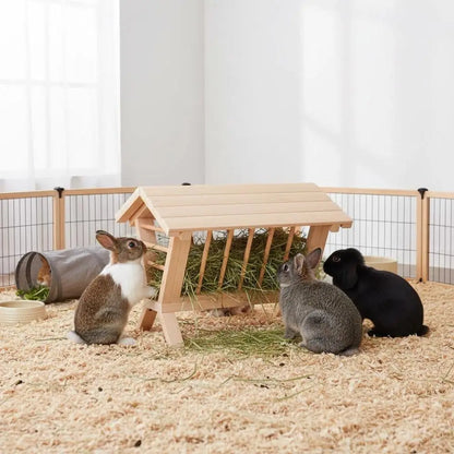 44x33x33 Cm Rabbit Hay Feeder, Solid Fir Wood Hay Rack, Large Capacity Feeding Holder, Helps Reduce Hay Mess, Easy To Use, For Rabbit Cage, Bunny Hutch, Small Animal Feeding Area
