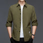 New Men Casual and Fashionable Long Sleeved Workwear Shirt Solid Color Comfortable and Breathable Versatile Top for All Seasons