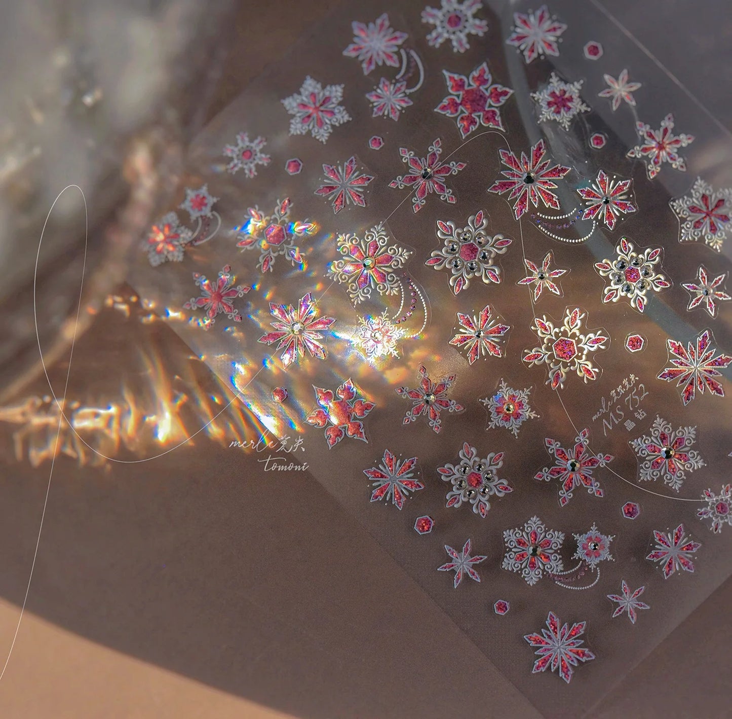 5D Laser Christmas Nail Stickers Crystal Diamond Nail Stickers Retro Gilded Snowflakes Self Adhesive Nail Art Decoration Sticker