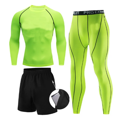 Men's 2/3pcs sets Boxing suit rashguard male kit MMA compression clothing men long-sleeved t-shirt+leggings tracksuit Sport Suit