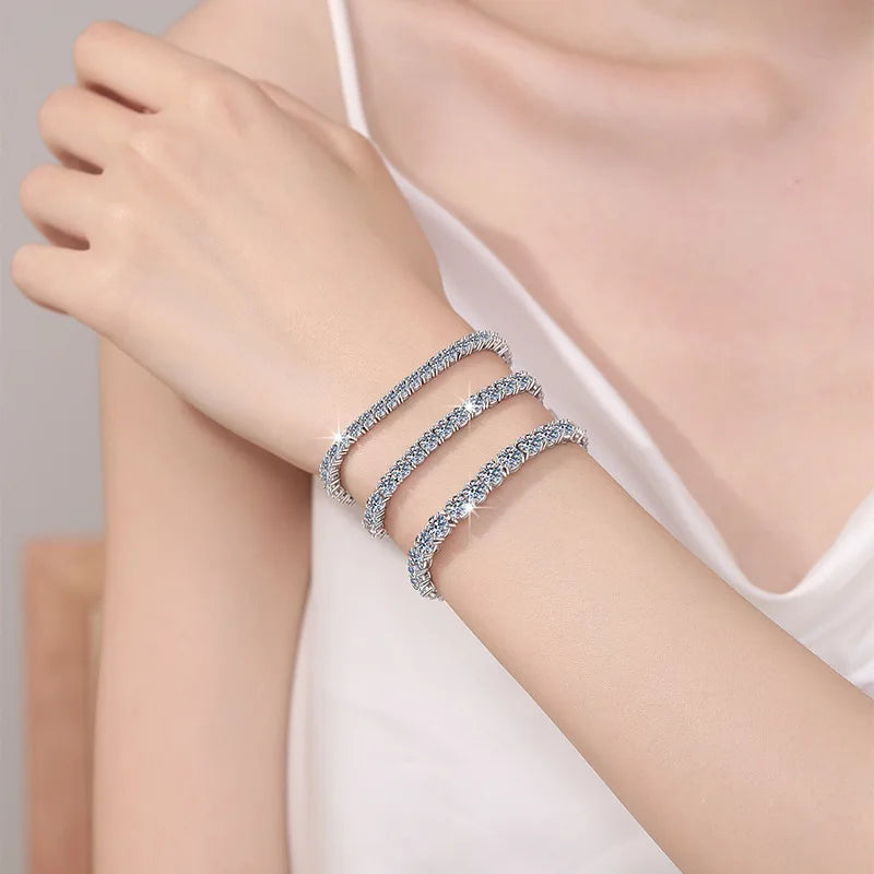 Factory Price D VVS1 Moissanite Tennis Bracelet 925 Sterling Silver Single Row Classics with GRA Bracelets for Women Man Jewelry