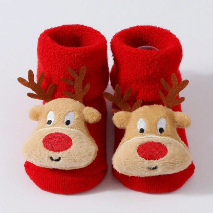 Cute Santa Claus Doll Knitted Baby Socks Newborn Toddler Soft Snowman Deer Warm Floor Socks Girls Infant Boys Mid Socks New
