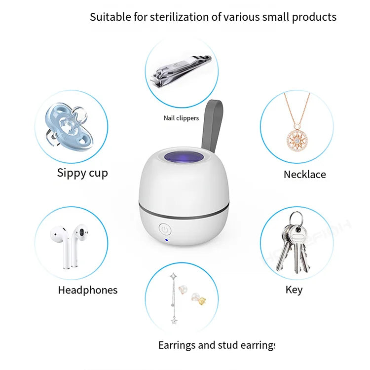 HOMEFISH Portable Pacifier Disinfection Box Travel Rechargeable Pacifier Disinfection Box Cleans Within 180 Seconds