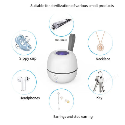 HOMEFISH Portable Pacifier Disinfection Box Travel Rechargeable Pacifier Disinfection Box Cleans Within 180 Seconds