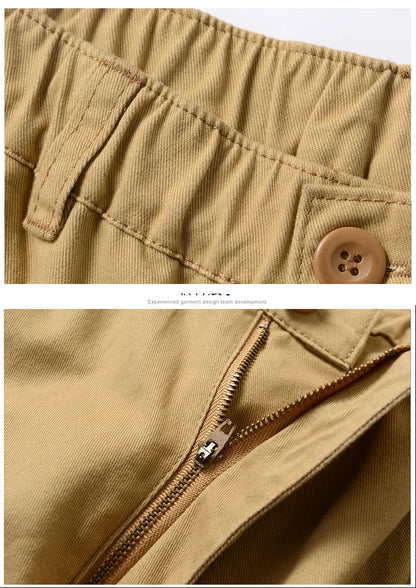 High Quality Men's Tactical Pants Elastic Waist Cargo Large Size Cotton Pants Multi-Pocket Trousers Sports Training Work Pants