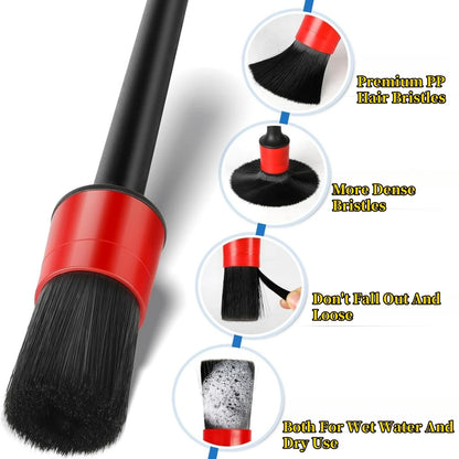 6Pcs Car Wash Care Detailing Brush Set For Cleaning Wheels Dashboards Vents And More Car Cleaning Brushes Car Accessories