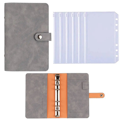 2024 Budget Binder A6 PU Leather Notebook Cash Envelopes System Set Clip-On Binder Pockets For Money Saving Bill Organizer Gifts