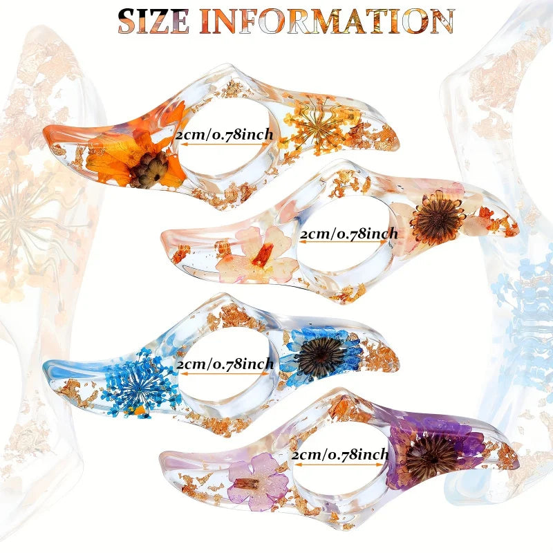 1/2/3 Pcs Dried Flower Resin Book Page Holders Colorful Clear Thumb Rings Book Page Holder Bookmark Gift for School Office Women