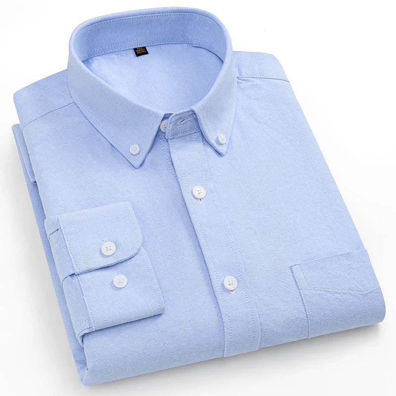 The new 10XL and 11XL oversized Oxford fabric men's shirt is 100% pure cotton, fashionable, casual and business without ironing