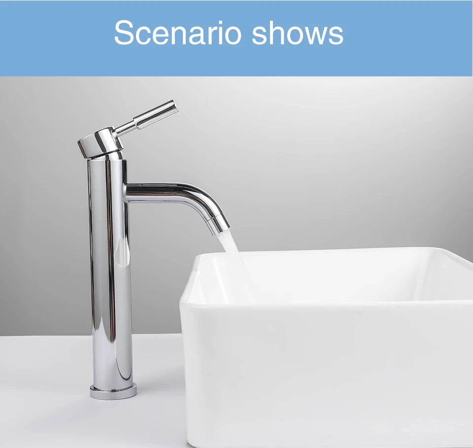 ULA G1/2 Basin Faucet Waterfall Bathroom Sink Faucet Hot Cold Water Mixer Tap Deck Mounted Bathroom Tap Crane Washbasin Tap