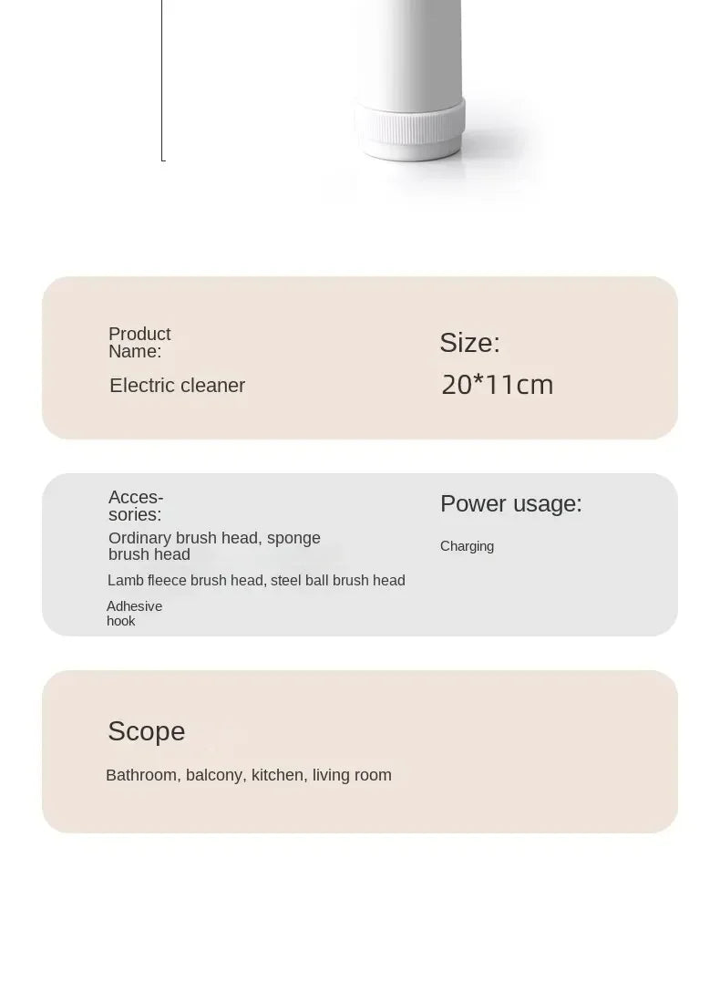 Wireless Electric Spin Scrubber Power Cleaning Brush For Kitchen Bathroom Car Tiles Multi Function Portable Scrub Tool