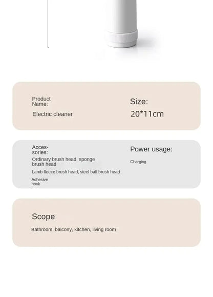 Wireless Electric Spin Scrubber Power Cleaning Brush For Kitchen Bathroom Car Tiles Multi Function Portable Scrub Tool