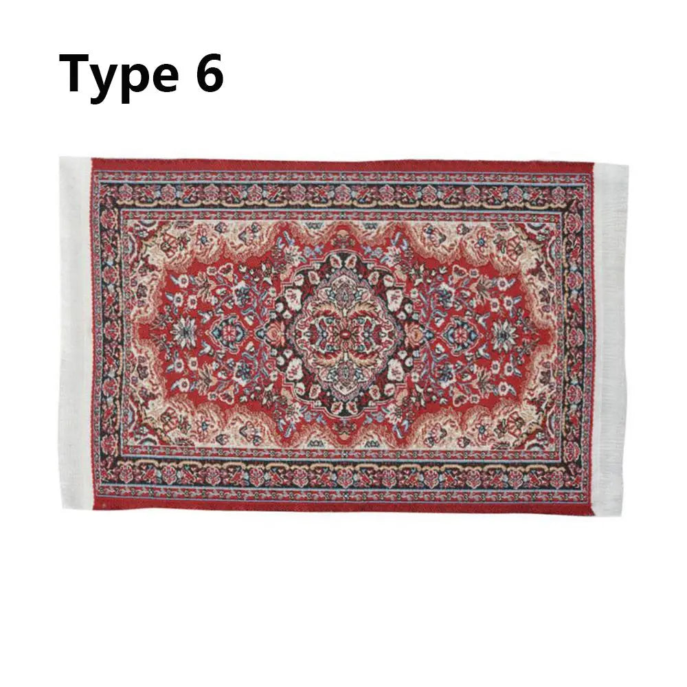 Turkish Style Miniature Weaving Rug Playing House Floor Coverings Dollhouse Carpet  1:12 Scale Doll Accessories