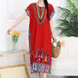 Casual Elegant Bohemian Printed Ethnic Style Retro Floral Woman Summer Street Wear Batwing Sleeve Loose Tunic Maternity Dress