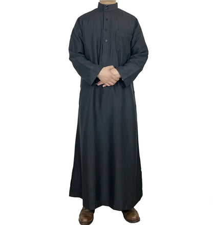 Men Dishdasha Muslim Long Sleeve Dress Daffah Thobe Jubba Saudi Arab Thoub Kaftan Islamic Clothing Robes Abaya Dubai Middle East