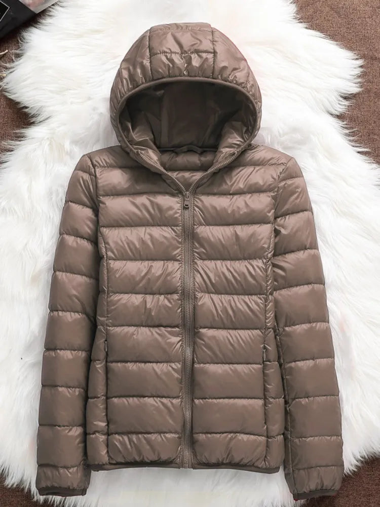 15 Colors Women Hooded Puffer Jackets 2023 New Spring Winter 90% White Duck Down Female Coats Ultralight Packable Casual Parkas