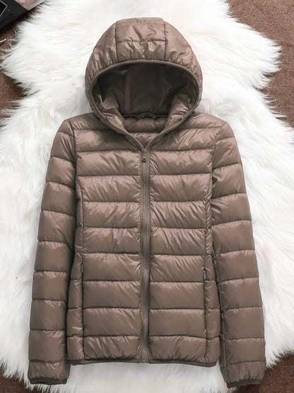 15 Colors Women Hooded Puffer Jackets 2023 New Spring Winter 90% White Duck Down Female Coats Ultralight Packable Casual Parkas